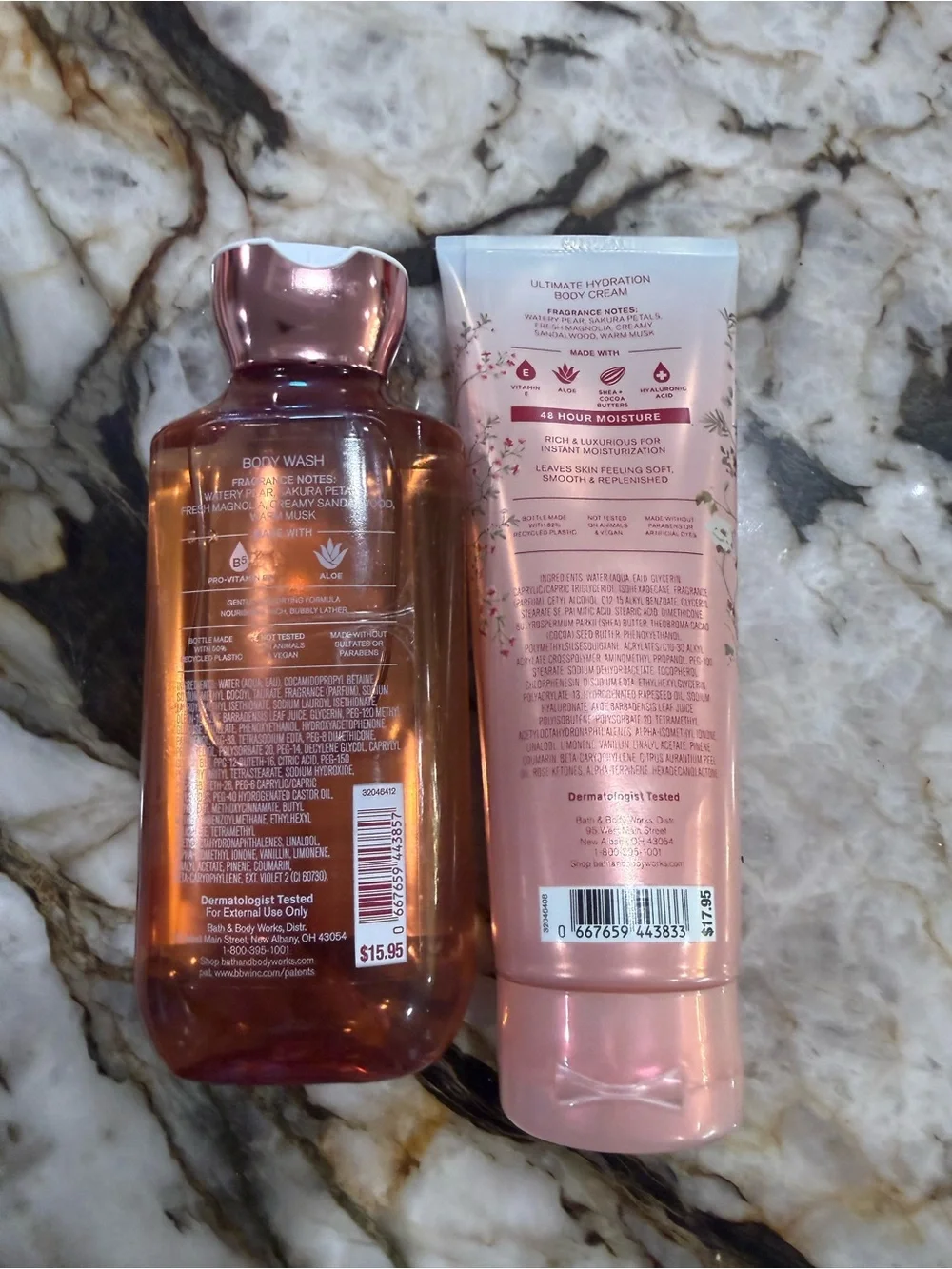 Bath & Body Works Forever Cherry Blossom Body Wash & Body Cream Set
